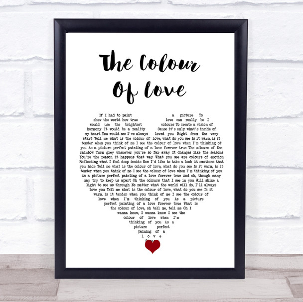 Billy Ocean The Colour Of Love White Heart Song Lyric Quote Music Print