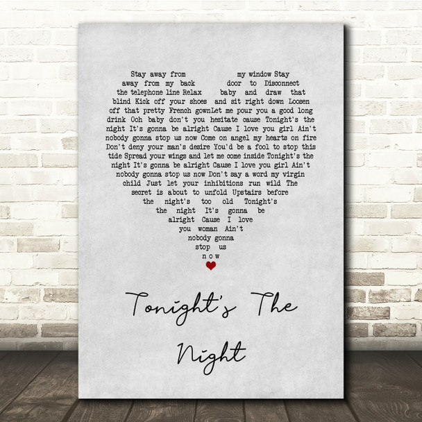 Rod Stewart Tonight's The Night Grey Heart Song Lyric Quote Music Print