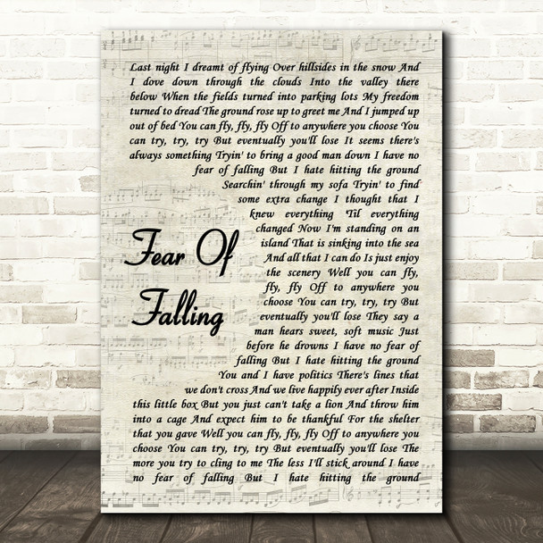 The Badlees Fear Of Falling Vintage Script Song Lyric Quote Music Print