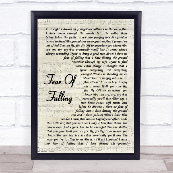 The Badlees Fear Of Falling Vintage Script Song Lyric Quote Music Print