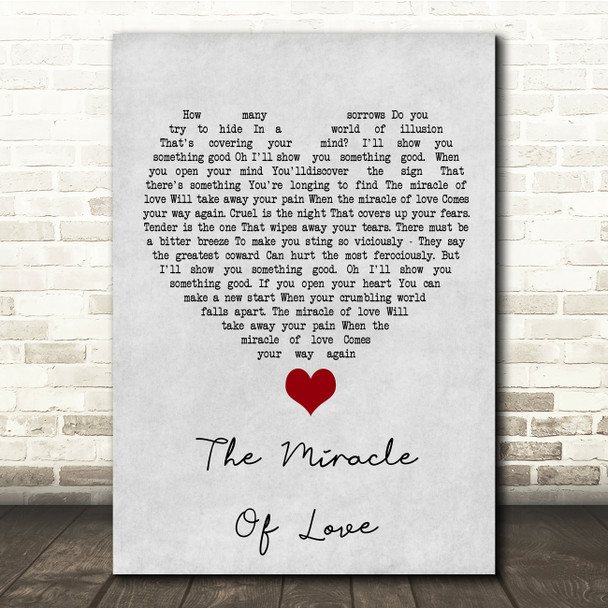 Eurythmics The Miracle Of Love Grey Heart Song Lyric Quote Music Print