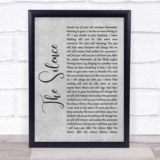 Halestorm The Silence Grey Rustic Script Song Lyric Quote Music Print