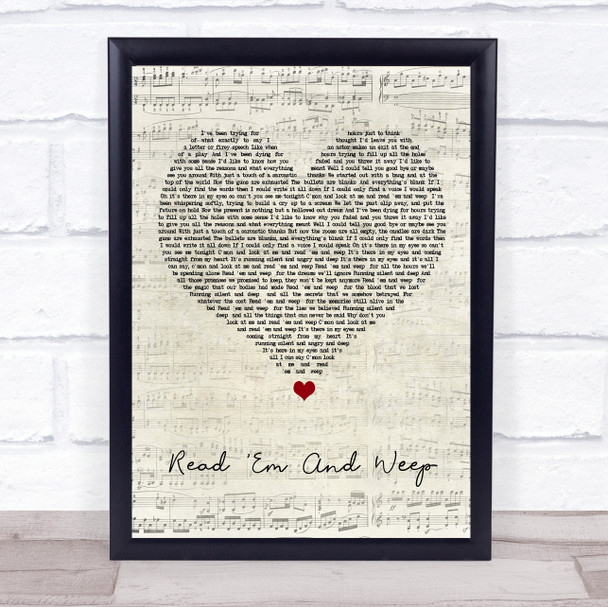 Meat Loaf Read 'Em And Weep Script Heart Song Lyric Quote Music Print