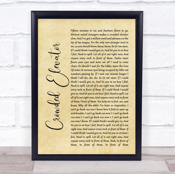 Incubus Crowded Elevator Rustic Script Song Lyric Quote Music Print