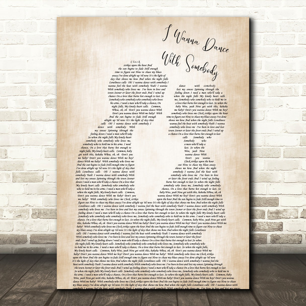 Whitney Houston I Wanna Dance With Somebody Man Lady Bride Groom Wedding Song Lyric Quote Print