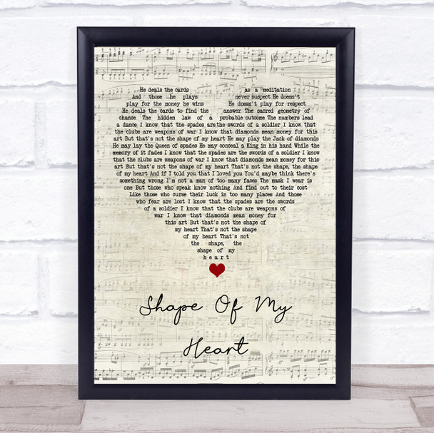 Sting Shape Of My Heart Script Heart Song Lyric Quote Music Print