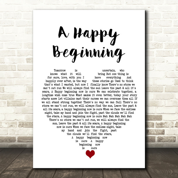 Jennifer Morrison A Happy Beginning White Heart Song Lyric Quote Music Print