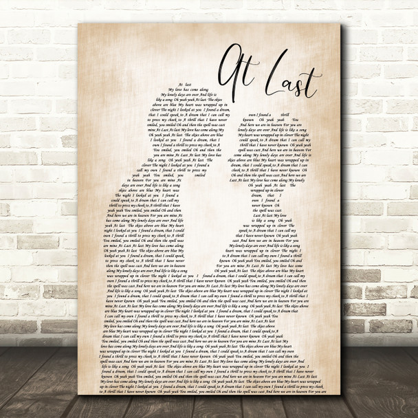 Etta James At Last Song Lyric Man Lady Bride Groom Wedding Print