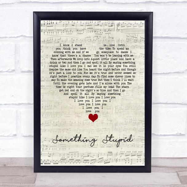 Robbie Williams Something Stupid Script Heart Song Lyric Quote Music Print