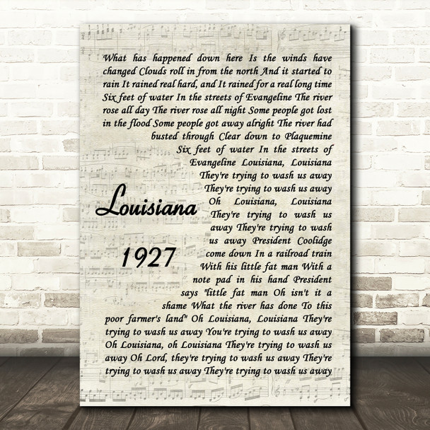 Aaron Neville Louisiana 1927 Vintage Script Song Lyric Quote Music Print