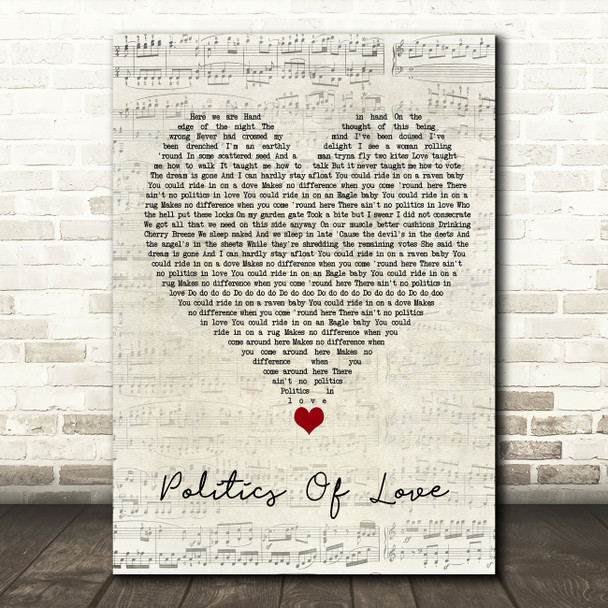 Alex Cameron Politics Of Love Script Heart Song Lyric Quote Music Print