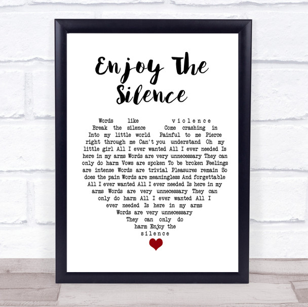 Depeche Mode Enjoy The Silence White Heart Song Lyric Quote Music Print