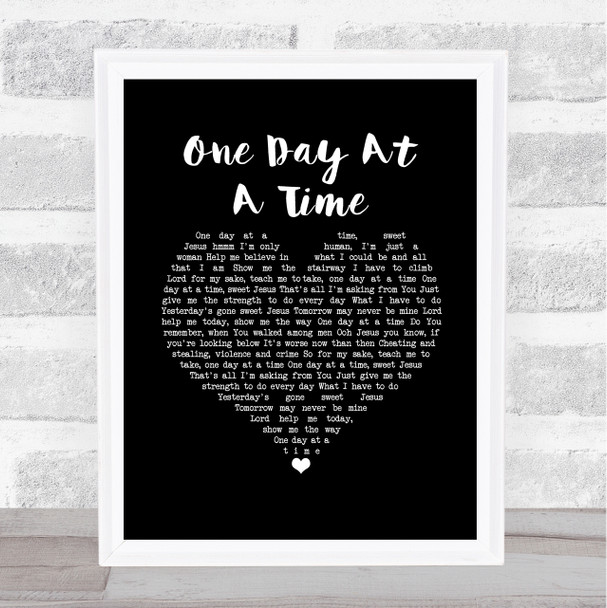 Lena Martell One Day At A Time Black Heart Song Lyric Quote Music Print
