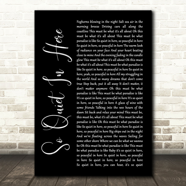 Van Morrison So Quiet In Here Black Script Song Lyric Quote Music Print