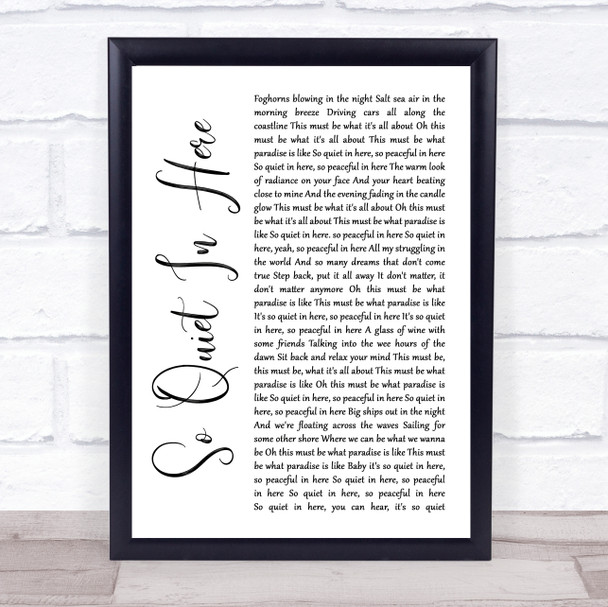 Van Morrison So Quiet In Here White Script Song Lyric Quote Music Print