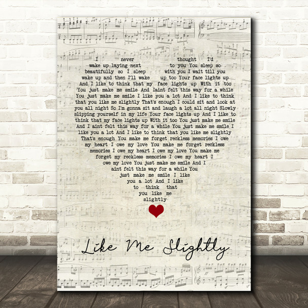 Max Milner Like Me Slightly Script Heart Song Lyric Quote Music Print