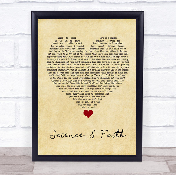 The Script Science & Faith Vintage Heart Song Lyric Quote Music Print