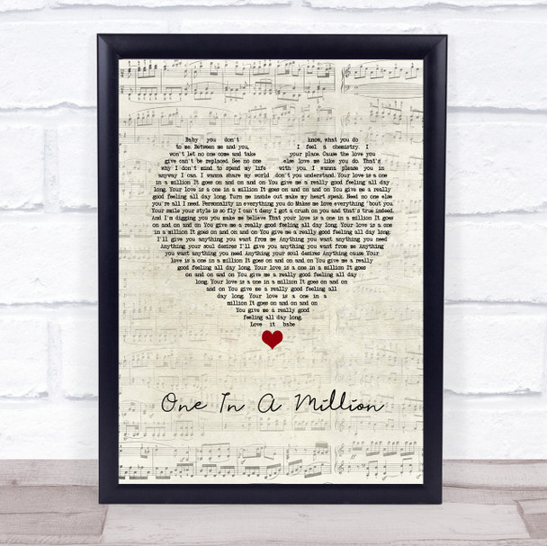 Aaliyah One In A Million Script Heart Song Lyric Quote Music Print