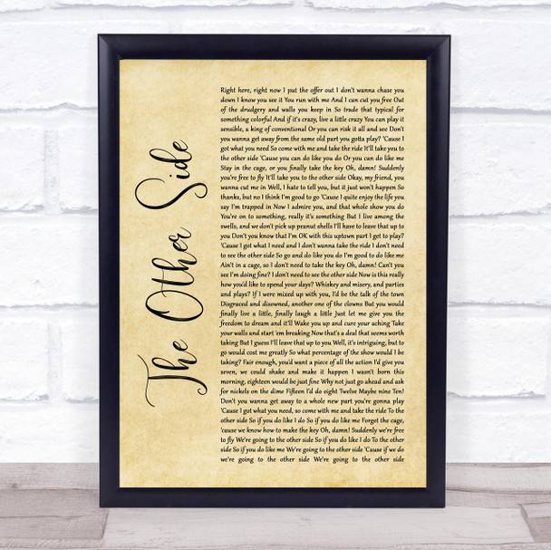Hugh Jackman & Zac Efron The Other Side Rustic Script Song Lyric Quote Music Print