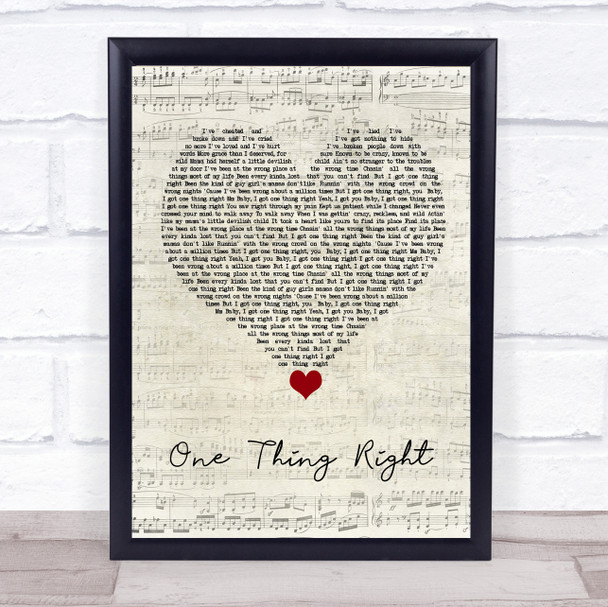 Marshmello & Kane Brown One Thing Right Script Heart Song Lyric Quote Music Print