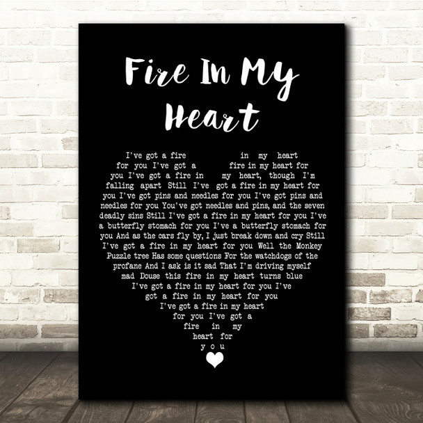 Super Furry Animals Fire In My Heart Black Heart Song Lyric Quote Music Print