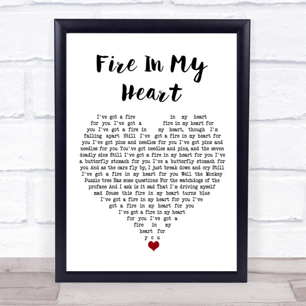 Super Furry Animals Fire In My Heart White Heart Song Lyric Quote Music Print