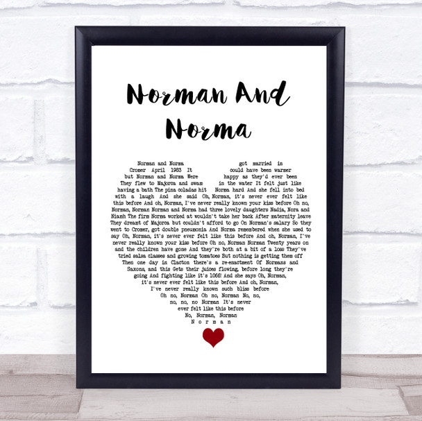 The Divine Comedy Norman And Norma White Heart Song Lyric Quote Music Print