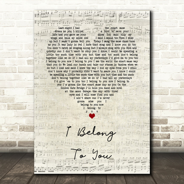 Brandi Carlile I Belong To You Script Heart Song Lyric Quote Music Print
