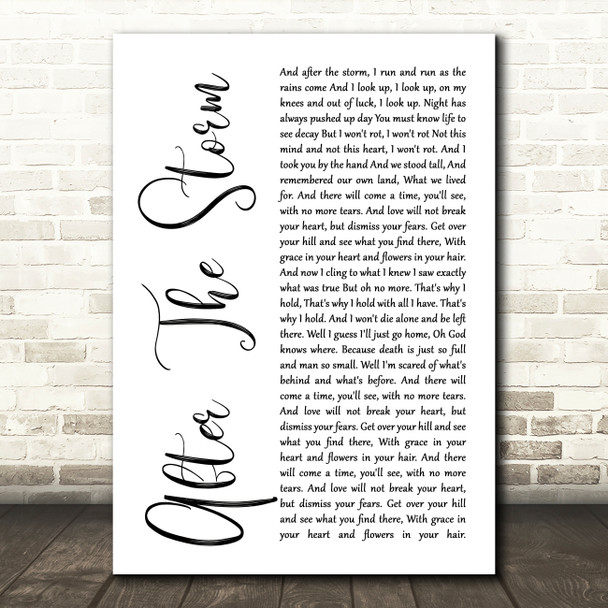 Mumford & Sons After The Storm White Script Song Lyric Quote Music Print