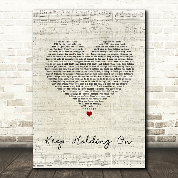 Avril Lavigne Keep Holding On Script Heart Song Lyric Quote Music Print