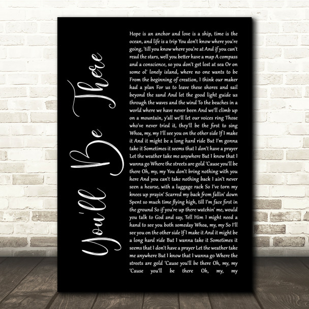 George Strait You'll Be There Black Script Song Lyric Quote Music Print