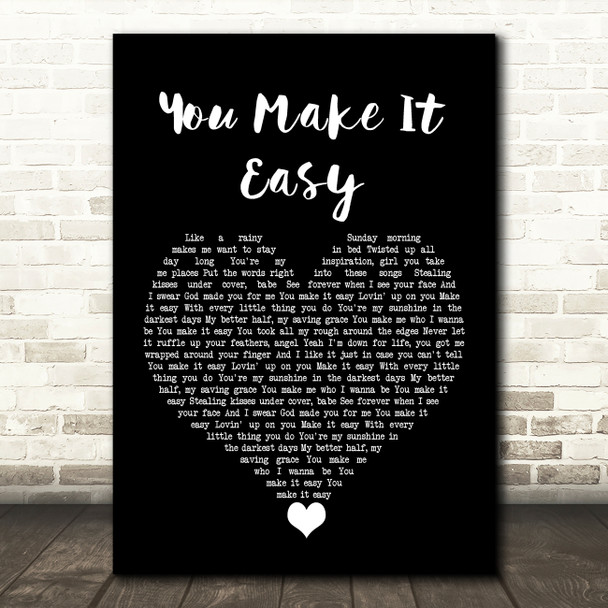 Jason Aldean You Make It Easy Black Heart Song Lyric Quote Music Print