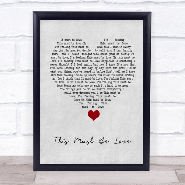 Phil Collins This Must Be Love Grey Heart Song Lyric Quote Music Print