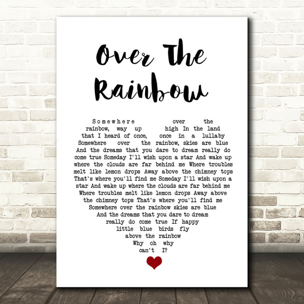Eva Cassidy Over The Rainbow White Heart Song Lyric Quote Music Print