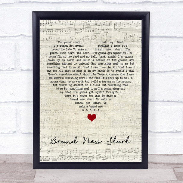 Paul Weller Brand New Start Script Heart Song Lyric Quote Music Print