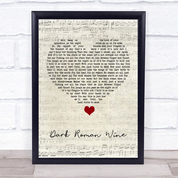 Snow Patrol Dark Roman Wine Script Heart Song Lyric Quote Music Print