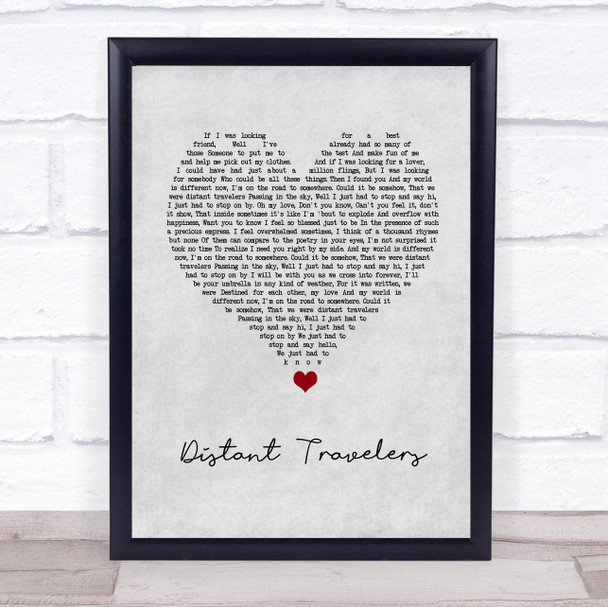 Mike Young Distant Travelers Grey Heart Song Lyric Quote Music Print