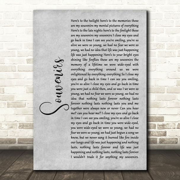 Switchfoot Souvenirs Grey Rustic Script Song Lyric Quote Music Print