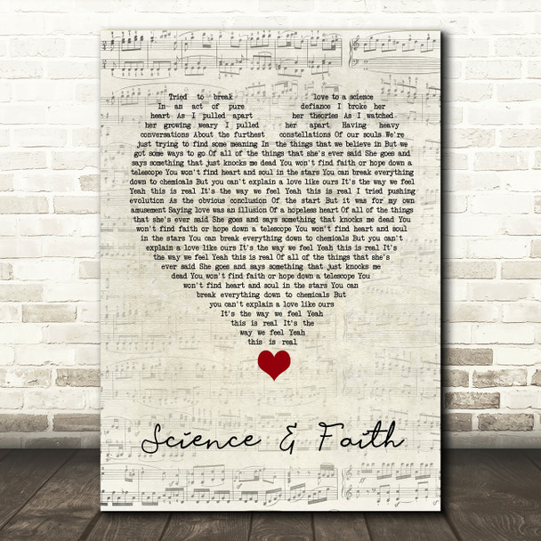 The Script Science & Faith Script Heart Song Lyric Quote Music Print