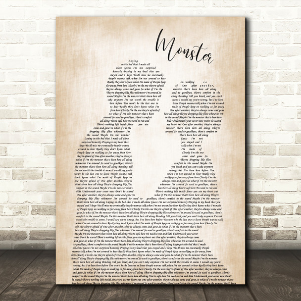 Gabbie Hanna Monster Song Lyric Man Lady Bride Groom Wedding Print