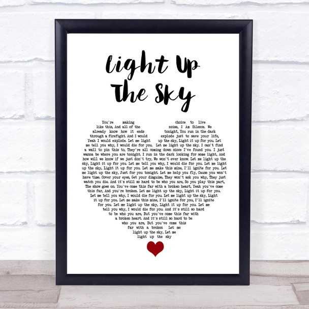 Yellowcard Light Up The Sky White Heart Song Lyric Quote Music Print