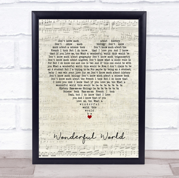 Sam Cooke Wonderful World Script Heart Song Lyric Quote Music Print