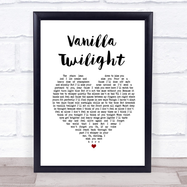 Owl City Vanilla Twilight White Heart Song Lyric Quote Music Print