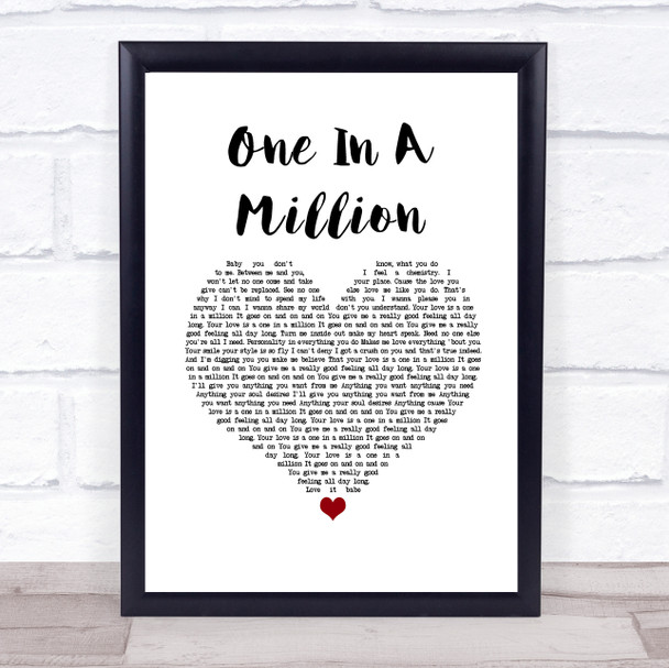 Aaliyah One In A Million White Heart Song Lyric Quote Music Print