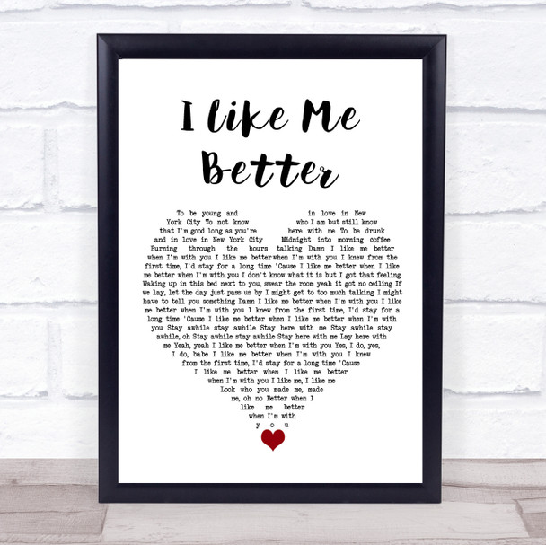 Lauv I Like Me Better White Heart Song Lyric Quote Music Print