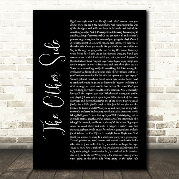 Hugh Jackman & Zac Efron The Other Side Black Script Song Lyric Quote Music Print