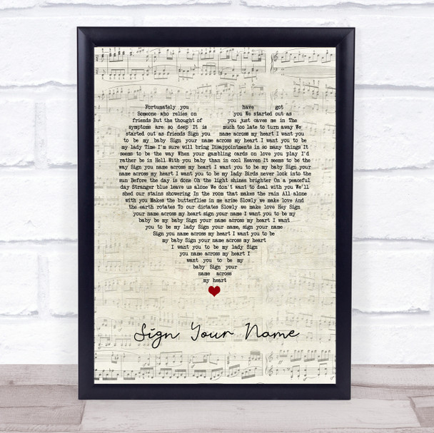 Terence Trent D'Arby Sign Your Name Script Heart Song Lyric Quote Music Print