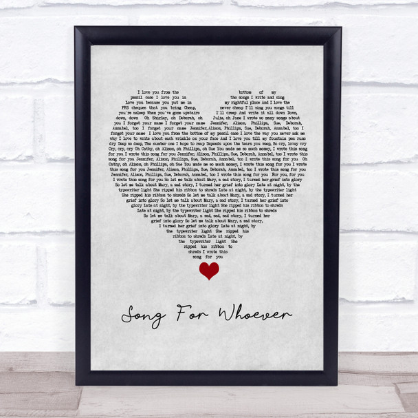 The Beautiful South Song For Whoever Grey Heart Song Lyric Quote Music Print