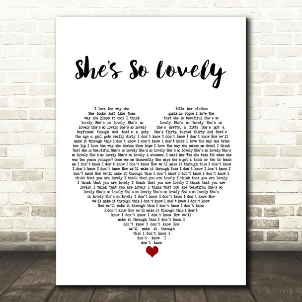 Scouting For Girls She's So Lovely White Heart Song Lyric Quote Music Print