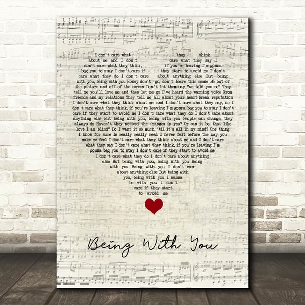 Smokey Robinson Being With You Script Heart Song Lyric Quote Music Print